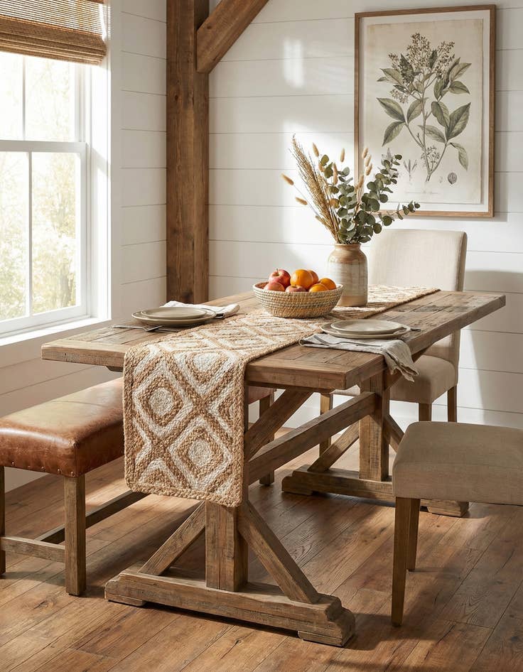 Detail image of 1' 2 x 10' Handmade Braided Jute Table Runner Rug