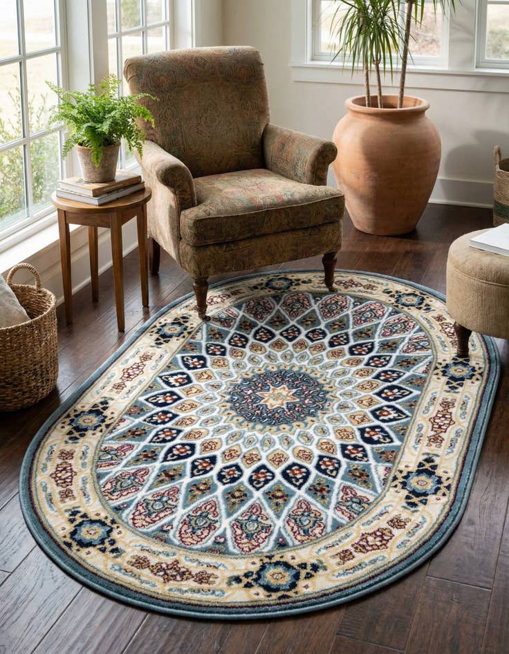 Detail image of  4' x 6' Nain Design Oval Rug