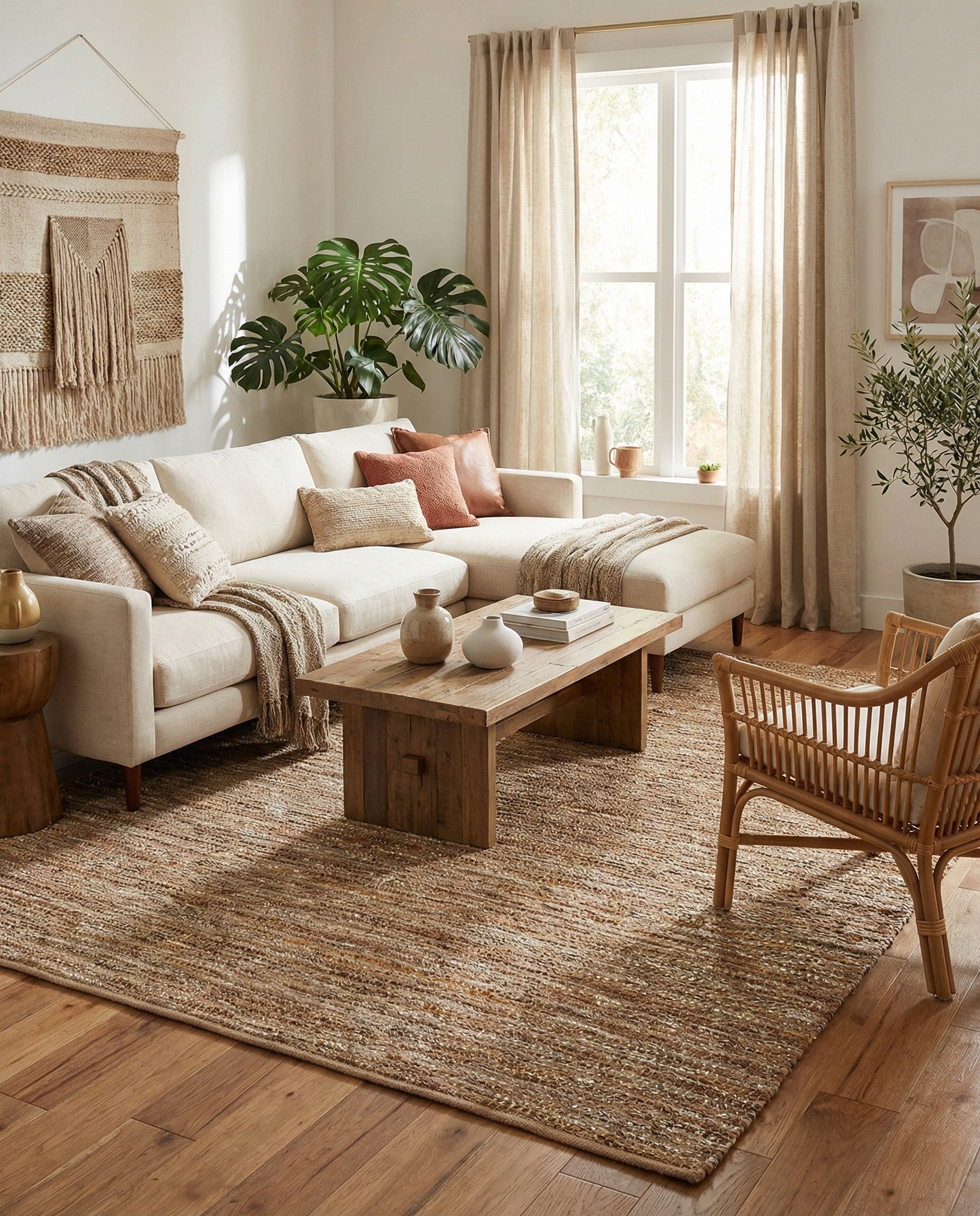 9' x 12' Hand Woven Leather Metallic Jute Rug