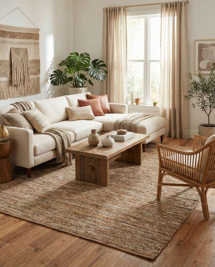 9' x 12' Hand Woven Leather Metallic Jute Rug