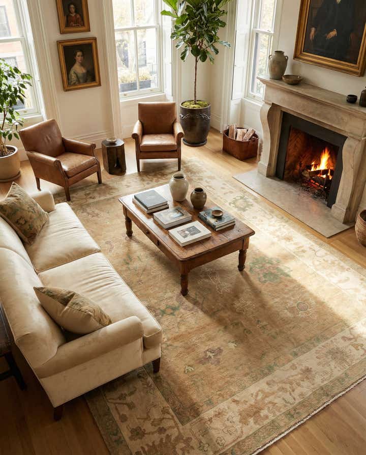 8' 5 x 9' 6 Hand Knotted Oushak Wool Rug
