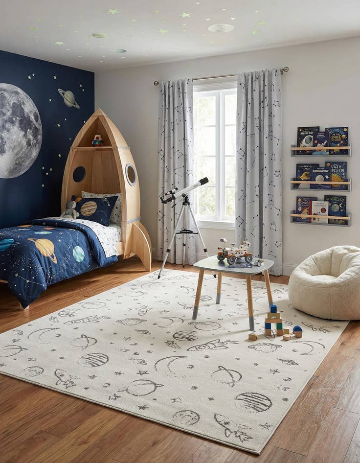 Detail image of 7' 10 x 10' Planets Whimsy Kids Rug