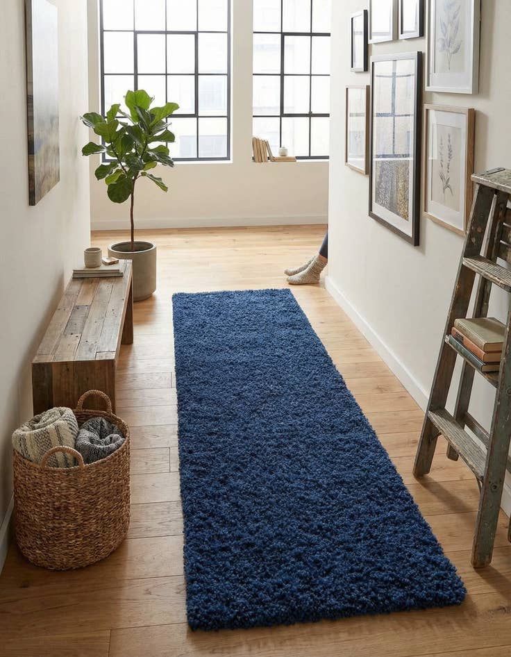 Detail image of 2' x 6' 5 Solid Shag Runner Rug