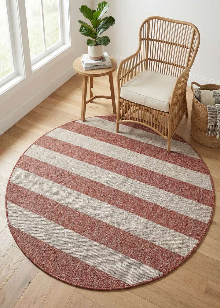 6' x 6' Easy-Clean Ribbon Indoor / Outdoor Round Rug