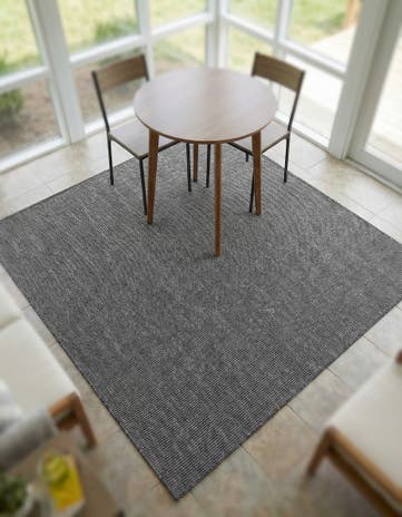 Black Easy-Clean Solid Indoor / Outdoor Square Rug