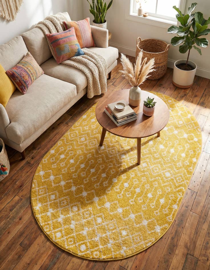 Detail image of 4' x 6' Moroccan Trellis Oval Rug