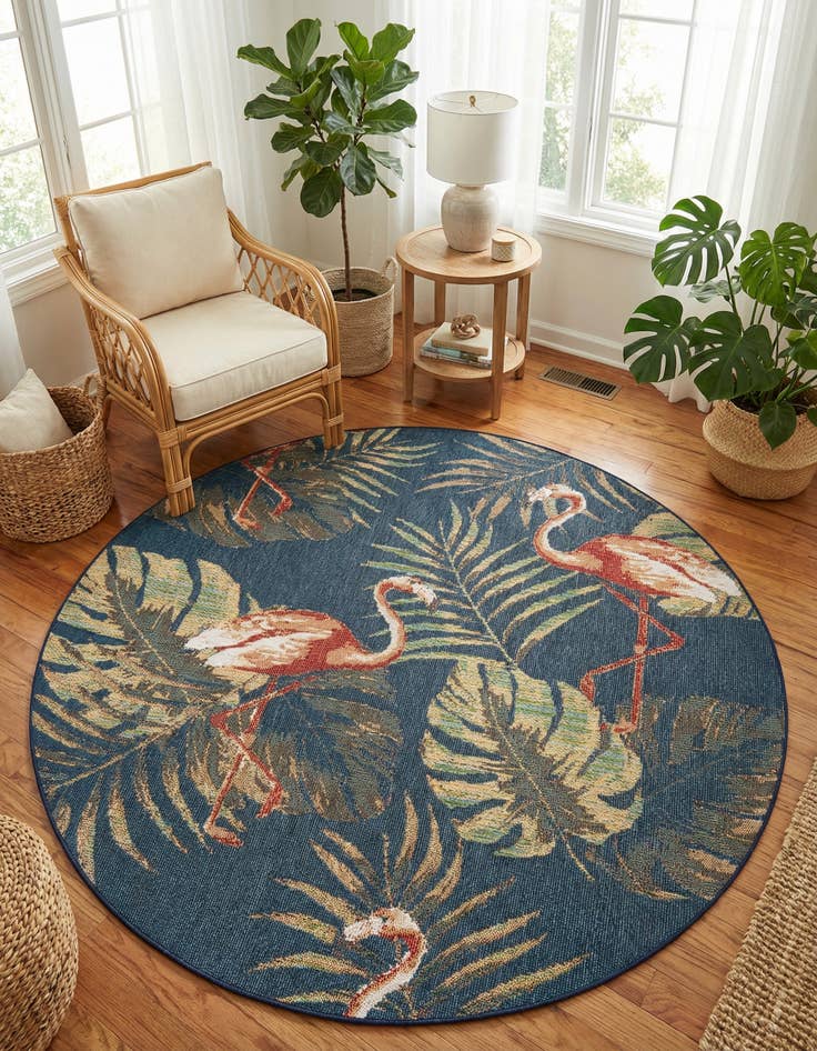 Detail image of  7' 10 x 7' 10  Washable Baja Indoor / Outdoor Round Rug
