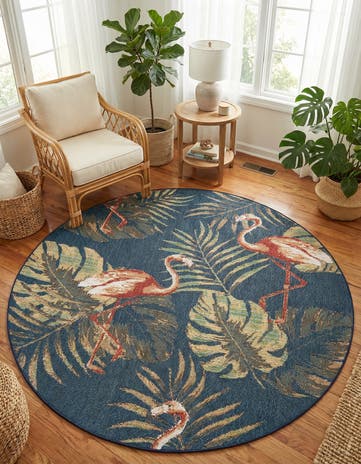 7' 10 x 7' 10 Easy-Clean Baja Indoor / Outdoor Round Rug