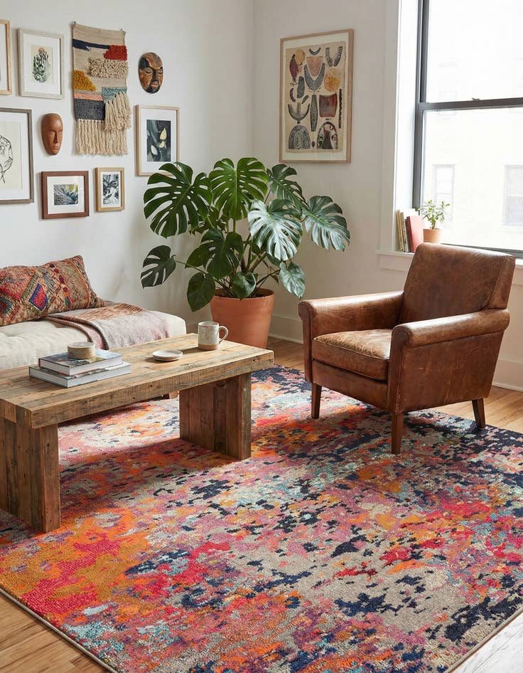 Detail image of 7' 10 x 7' 10 Washable Vivid Square Rug