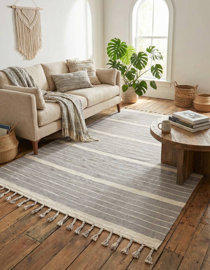 Detail image of 7' 1 x 10'  Hand Woven Chindi Cotton Rug