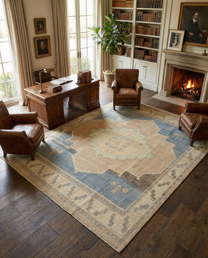 9' 1 x 12' Hand Knotted Oushak Wool Rug