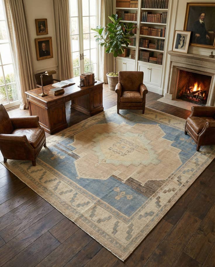 Detail image of 9' 1 x 12' Hand Knotted Oushak Wool Rug
