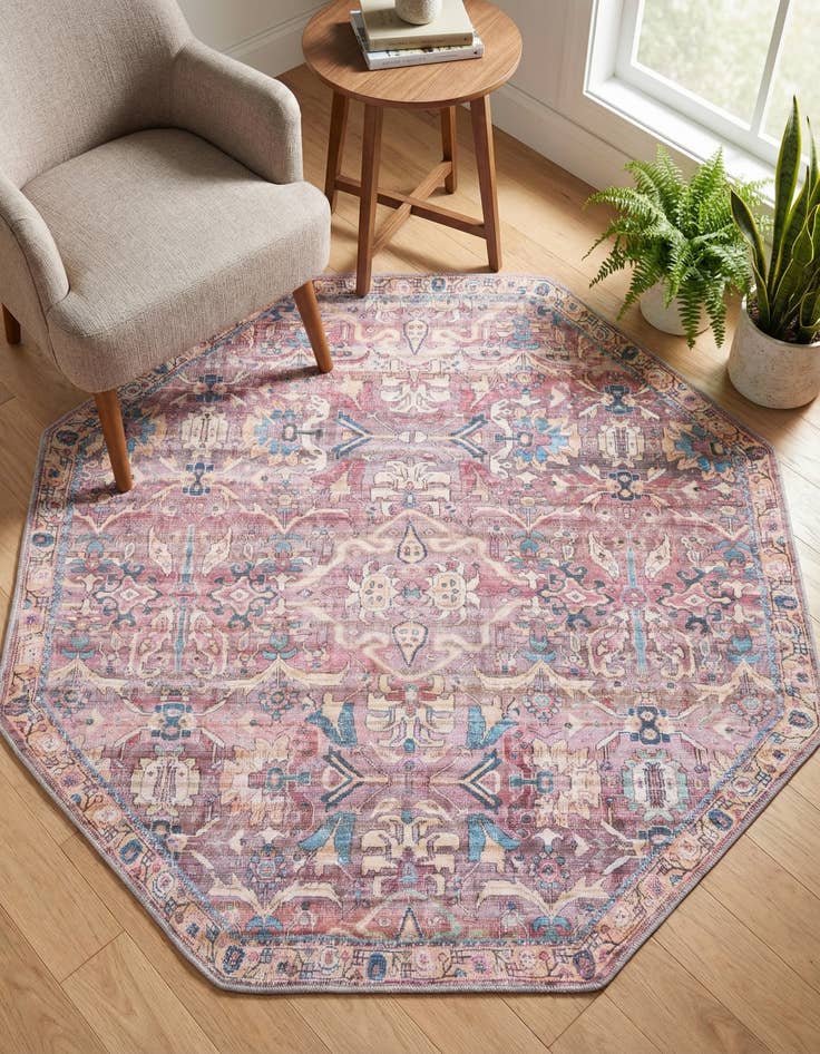 Detail image of 5' 3 x 5' 3 Washable Nostalgia Octagon Rug