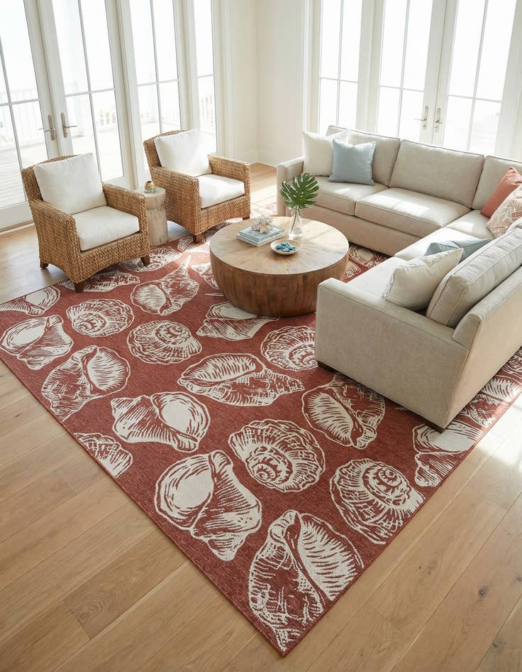 Detail image of  12' x 12'  Washable Coastal Indoor / Outdoor Square Rug