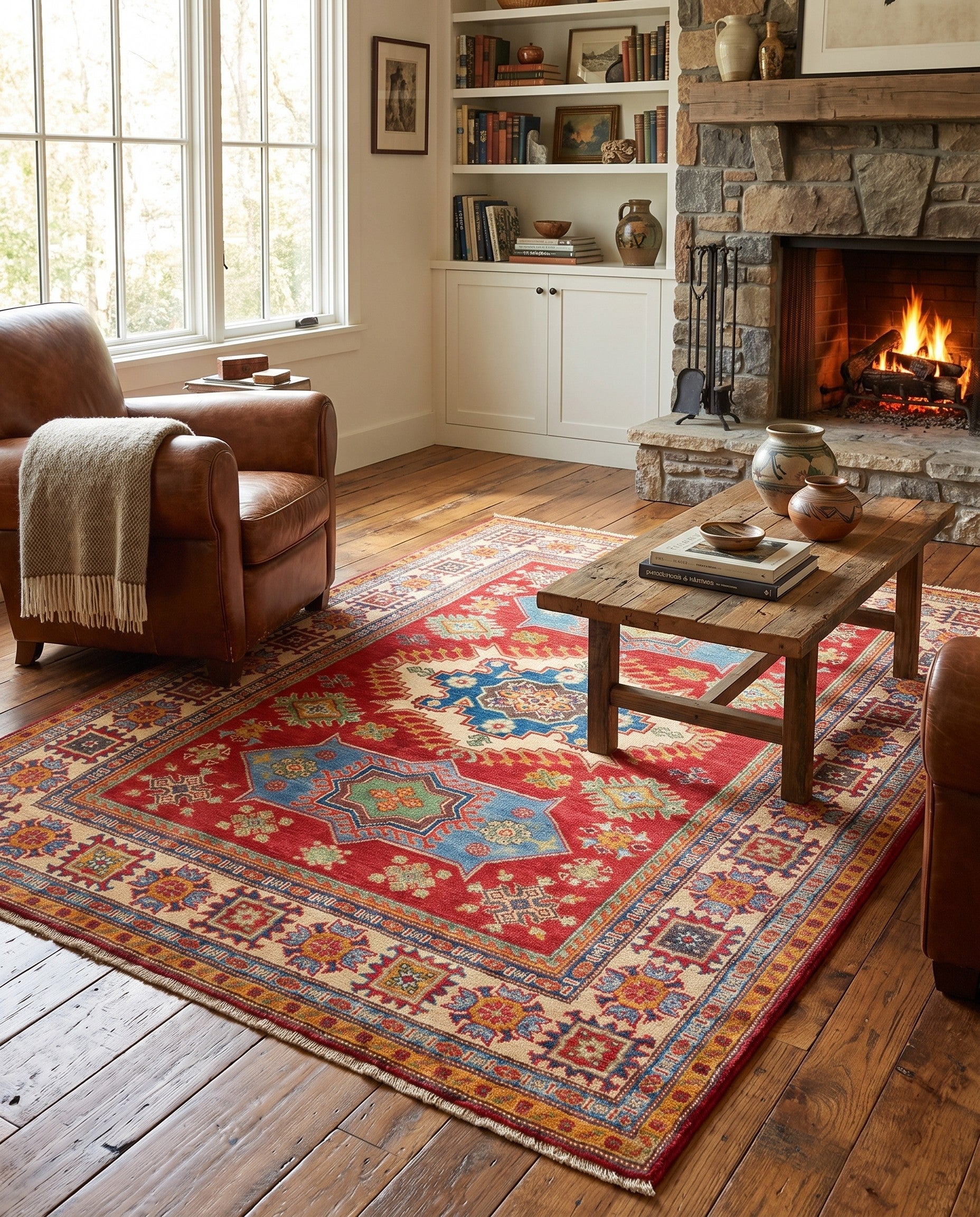 Detail image 3 of 10: 4' 11 x 6' 7 Hand Knotted Kazak Rug