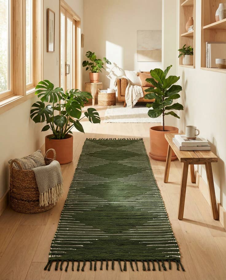 Detail image of 2' 8 x 9' Hand Woven Chindi Cotton Runner Rug