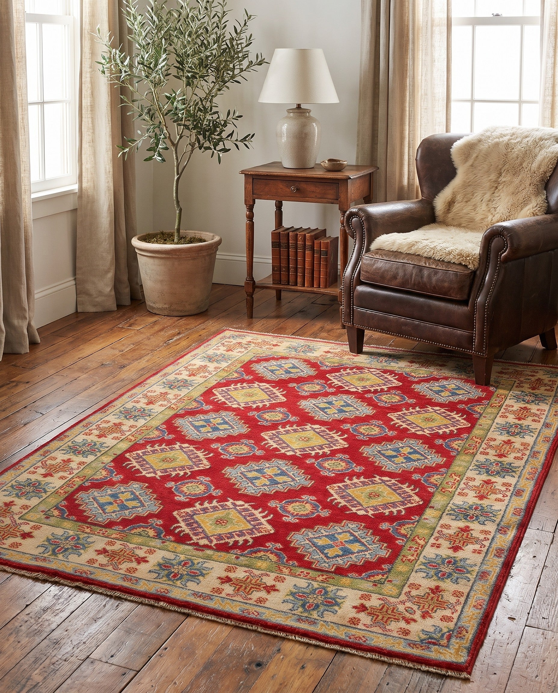 4' 1 x 5' 7 Hand Knotted Kazak Rug