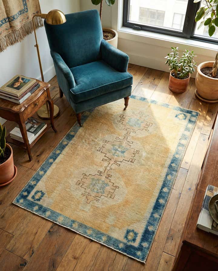 3' 4 x 5' 1 Hand Knotted Oushak Wool Rug