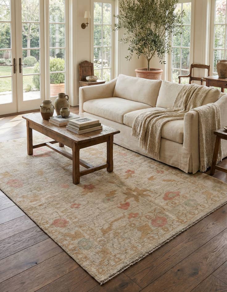 Detail image of 5' 2 x 6' 7 Hand Knotted Oushak Wool Rug