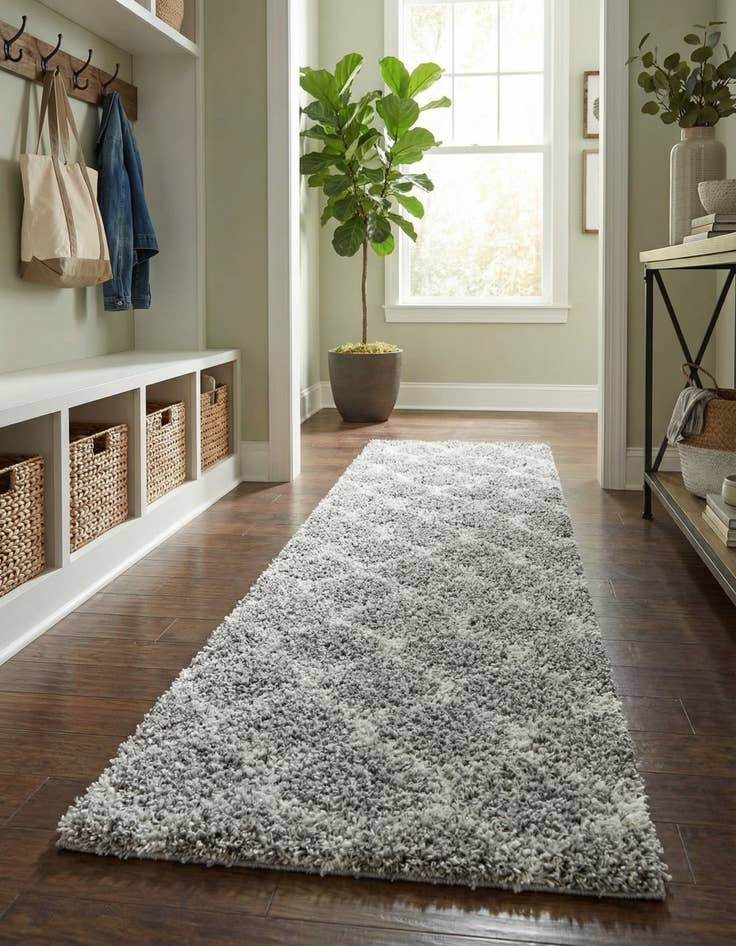 Detail image of 2' x 8' Lattice Shag Runner Rug