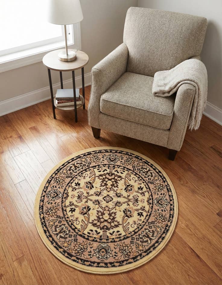 Detail image of 3' x 3' Kashan Design Round Rug