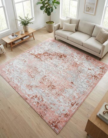 Rose Pink Kamala Washable Square Rug