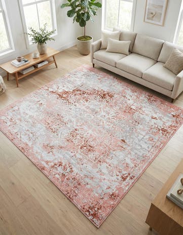 Rose Pink Kamala Washable Square Rug