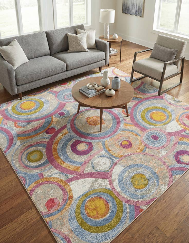 Detail image of 10' x 10' Easy-Clean Modern Indoor / Outdoor Square Rug