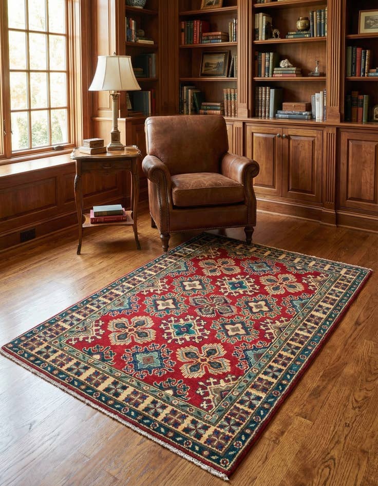 Detail image of 3' 4 x 4' 11 Hand Knotted Kazak Rug