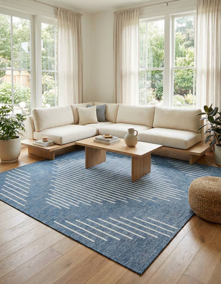 Detail image of 10' 8 x 10' 8 Easy-Clean Modern Indoor / Outdoor Square Rug