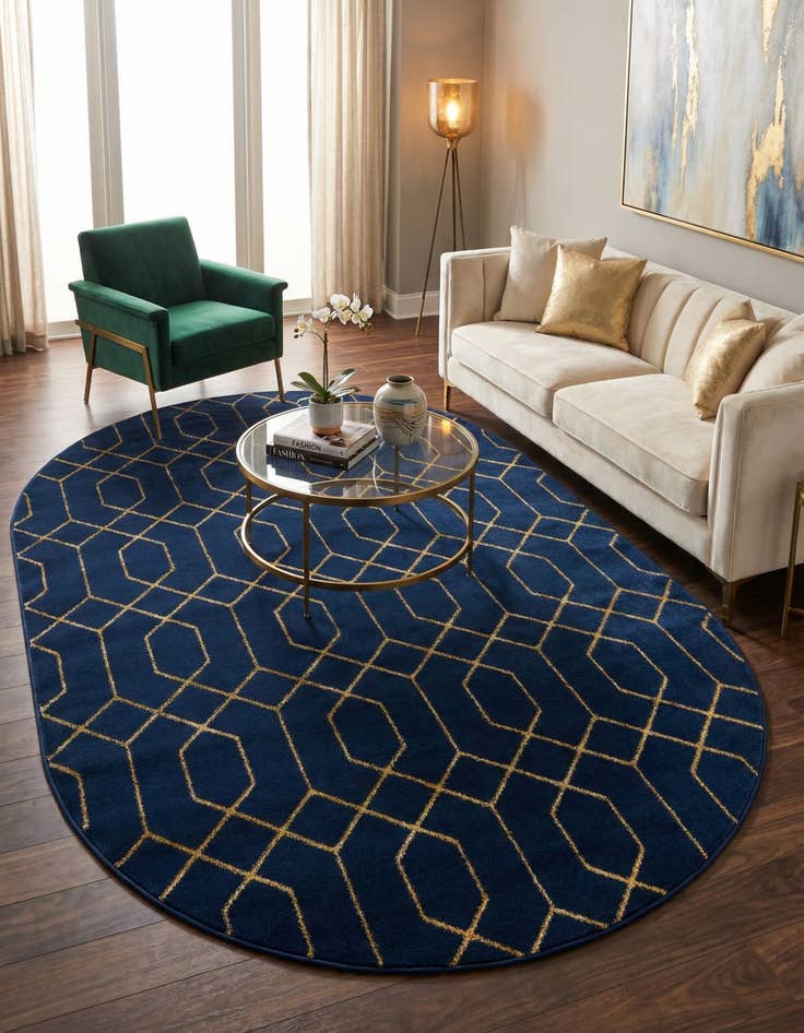 Detail image of 5' 3 x 8'  Marilyn Monroe&trade; Glam Trellis Oval Rug