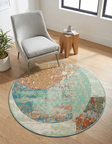 3' 3 x 3' 3 Easy-Clean Modern Indoor / Outdoor Round Rug