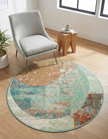 3' 3 x 3' 3 Easy-Clean Modern Indoor / Outdoor Round Rug