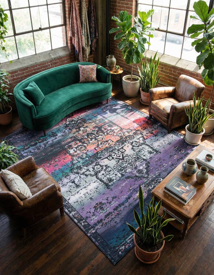 Detail image of 10' 6 x 10' 6 Washable Francesca Square Rug