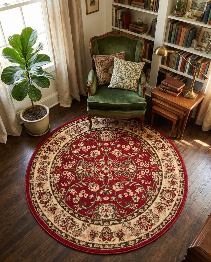 Detail image of 4' x 4' Kashan Design Round Rug