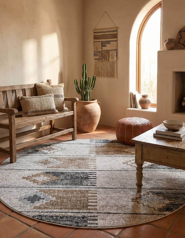 Detail image of 7' x 7' Eco Southwestern Round Rug