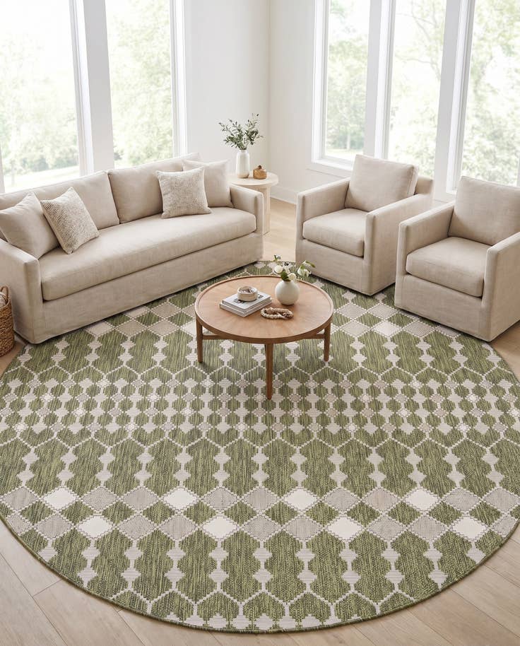 Detail image of 10' x 10' Easy-Clean Lattice Indoor / Outdoor Round Rug