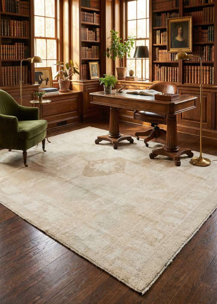 8' 9 x 9' 9 Hand Knotted Oushak Wool Rug