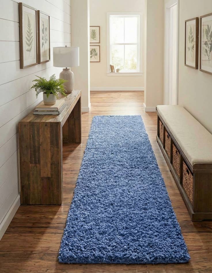 Detail image of 2' 7 x 16' 5 Solid Shag Runner Rug