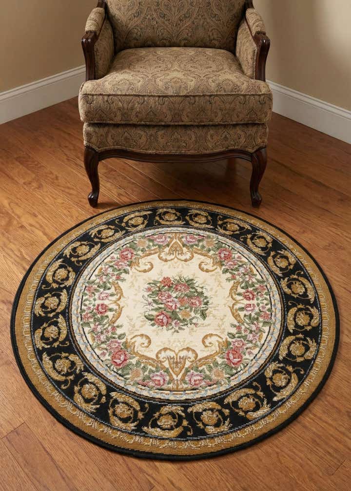 3' x 3' Easy-Clean Traditional Indoor / Outdoor Round Rug