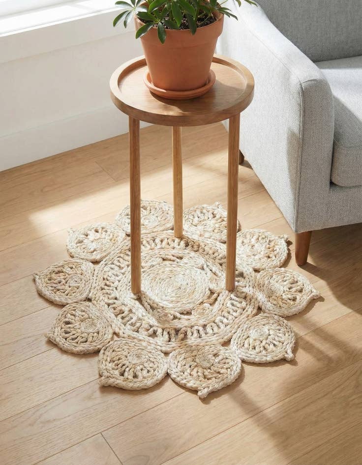 Detail image of 2' x 2'  Hand Braided Jute Round Rug