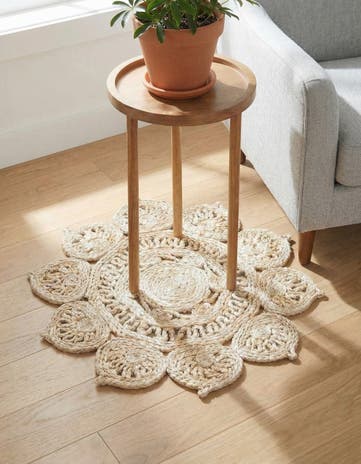 2' x 2' Handmade Braided Jute Round Rug