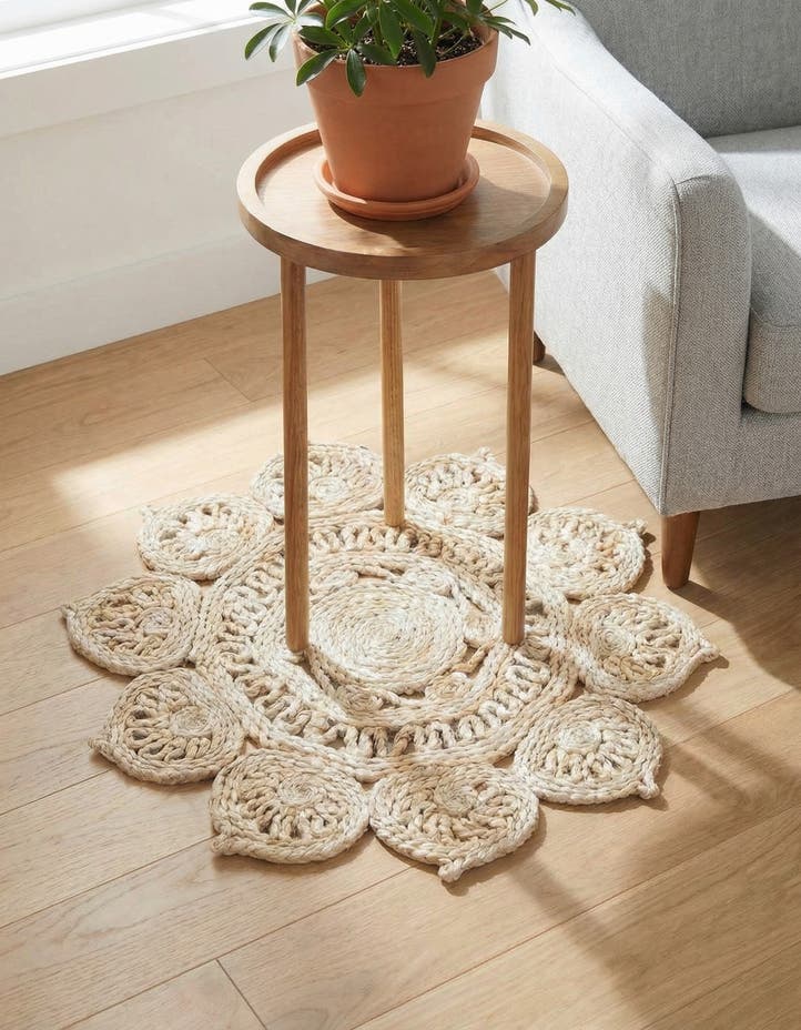 2' x 2' Handmade Braided Jute Round Rug