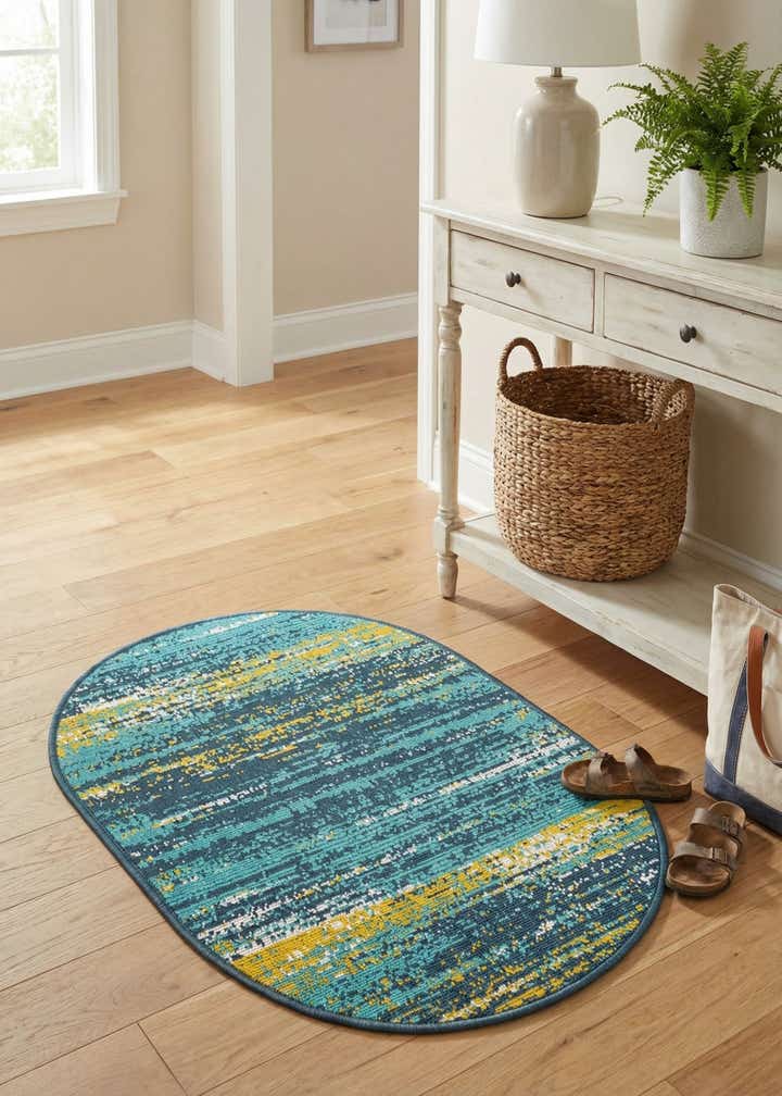 2' x 3' Easy-Clean Coastal Indoor / Outdoor Oval Rug