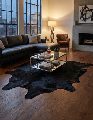 5' 5 x 6' 9 Cowhide Leather Rug