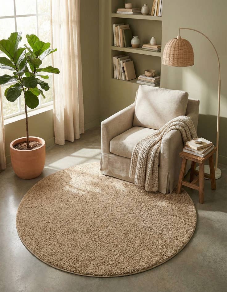 Detail image of 5' x 5' Soft Solid Shag Round Rug