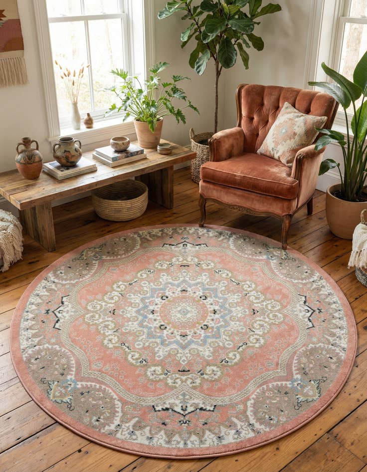 Detail image of 7' 10 x 7' 10 Kamala Washable Round Rug