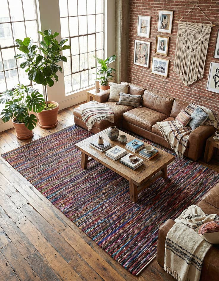 Detail image of 10' x 14' 1 Hand Woven Chindi Cotton Rug
