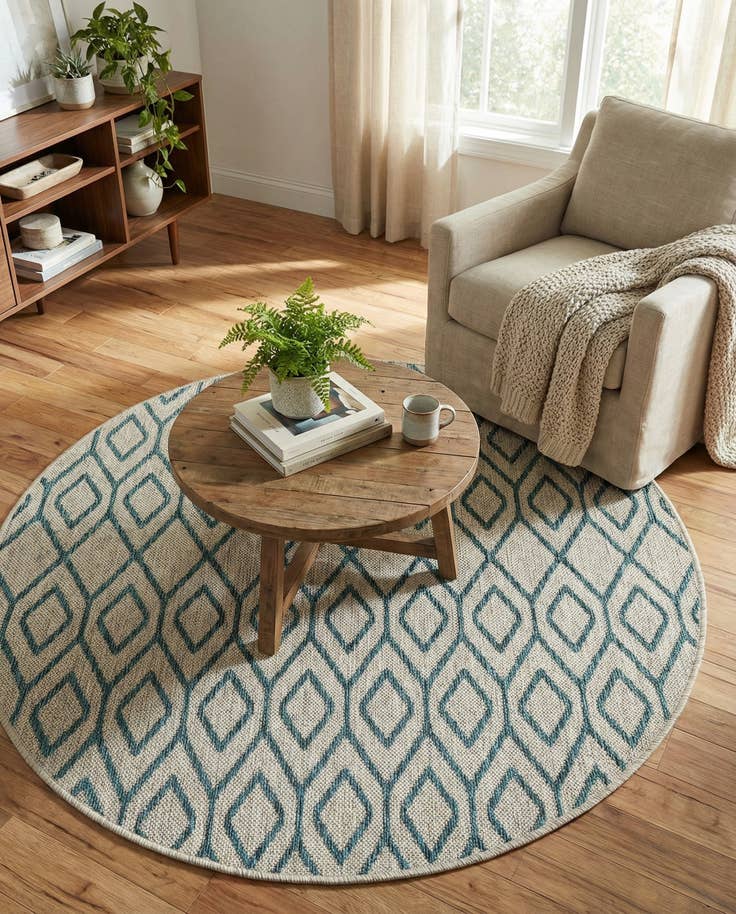 Detail image of 4' x 4' Easy-Clean Jill Zarin Turks and Caicos Indoor / Outdoor Round Rug