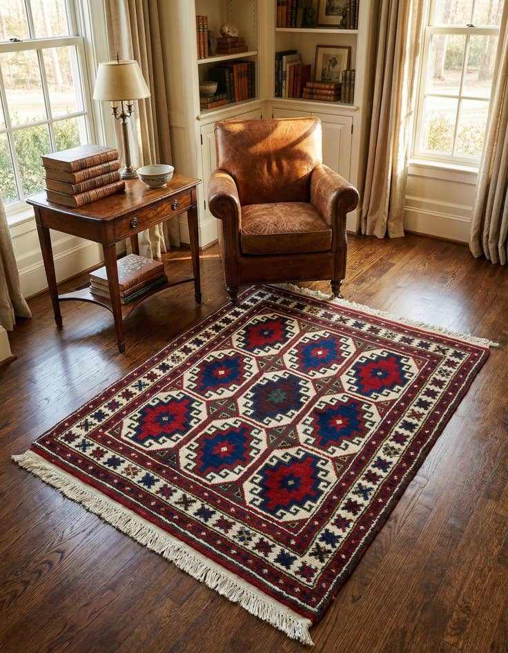 Detail image of 3' 4 x 4' 4 Hand Knotted Anatolian Oriental Wool Rug